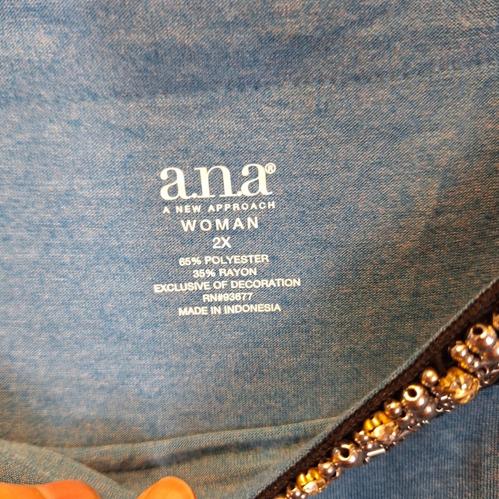 A.N.A  (A New Approach) Beaded Top - Size 2 X Teal‎ - Picture 2 of 7